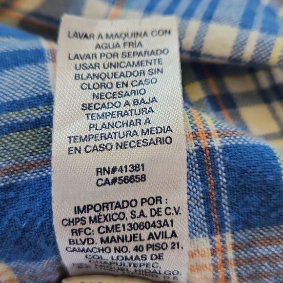 Chaps men's XXL blue plaid 100% cotton button-down collar casual shirt - Picture 6 of 7